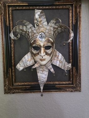 Bundle Of Wall Masks  Venetian- Style Masquarade Masks Framed For Display